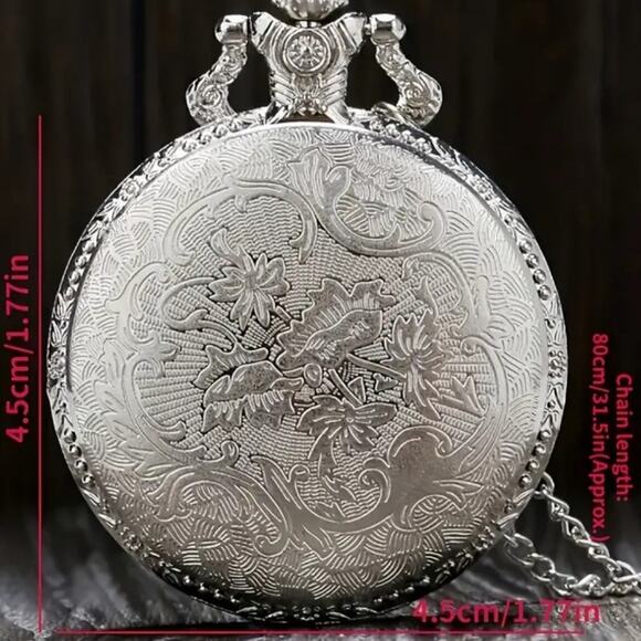 Fishing Pocket Watch Silver Gold w/ Chain Hunting Camping Outdoors Fathers Day - Picture 4 of 4